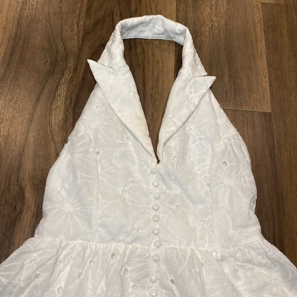 TCEC White Eyelet Halter Mini Women's Dress L - Picture 7 of 11